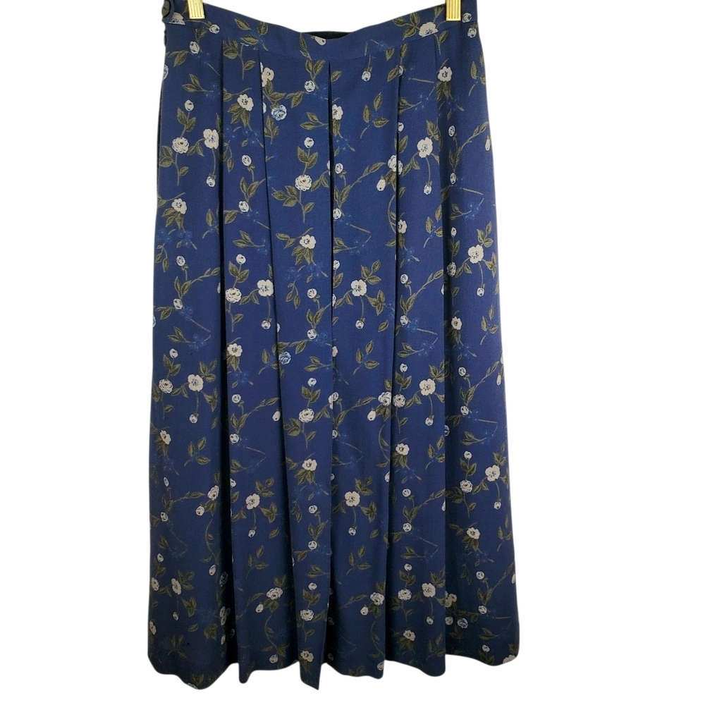 Vntg GEIGER Austria Floral Pleated Midi Skirt. Wool. Pockets. AU 40 / US MED.